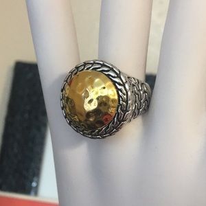 Hammered Gold-Chain Palu Signet Ring